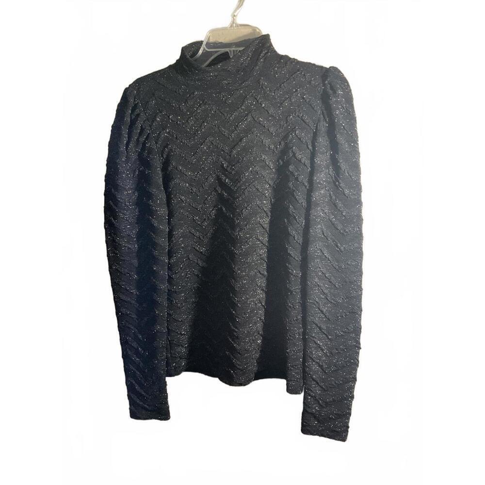Karl Lagerfield Black Sparkly Long Sleeve Top Medium